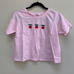 Pink cherry crop top